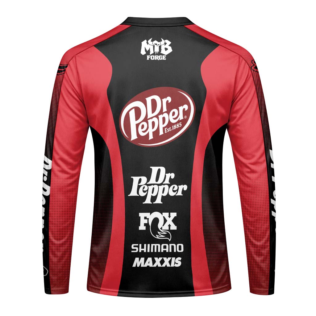 Fox Factory Dr Pepper Long Sleeve Mountain Bike Jersey - back view mockup