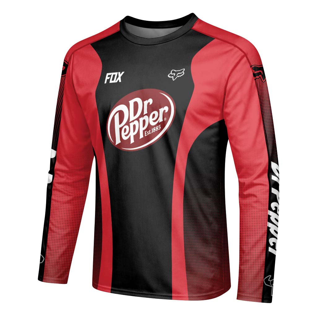 Fox Factory Dr Pepper Long Sleeve Mountain Bike Jersey - left side mockup