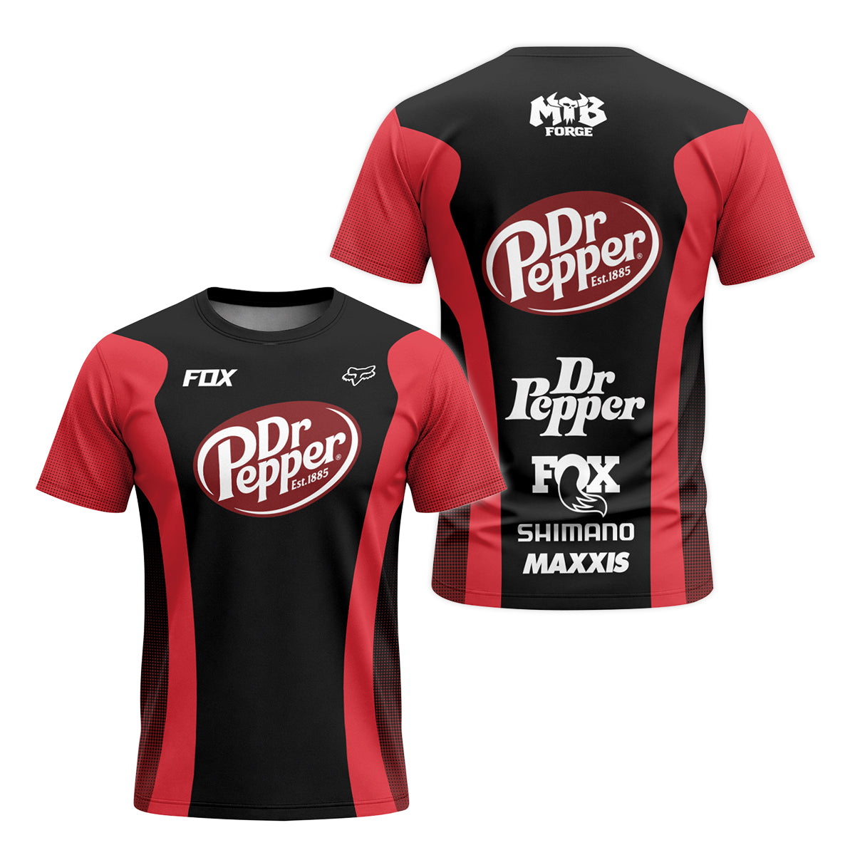 Fox Factory Dr Pepper Short Sleeve Mountain Bike Jersey - front and back view