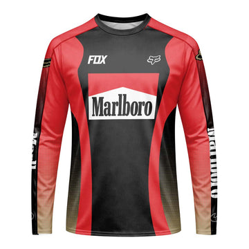 Fox Factory Marlboro Long Sleeve Mountain Bike Jersey - front view mockup