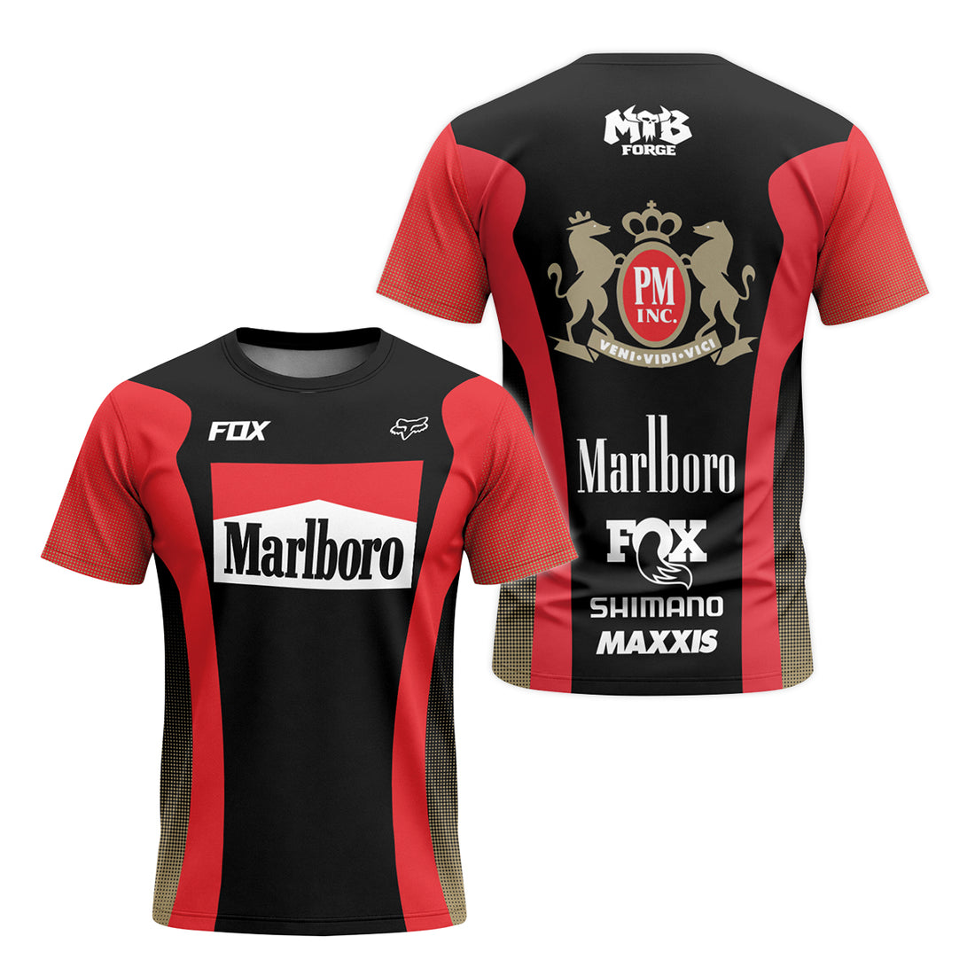 Fox Factory Marlboro Short Sleeve Mountain Bike Jersey - front and back view