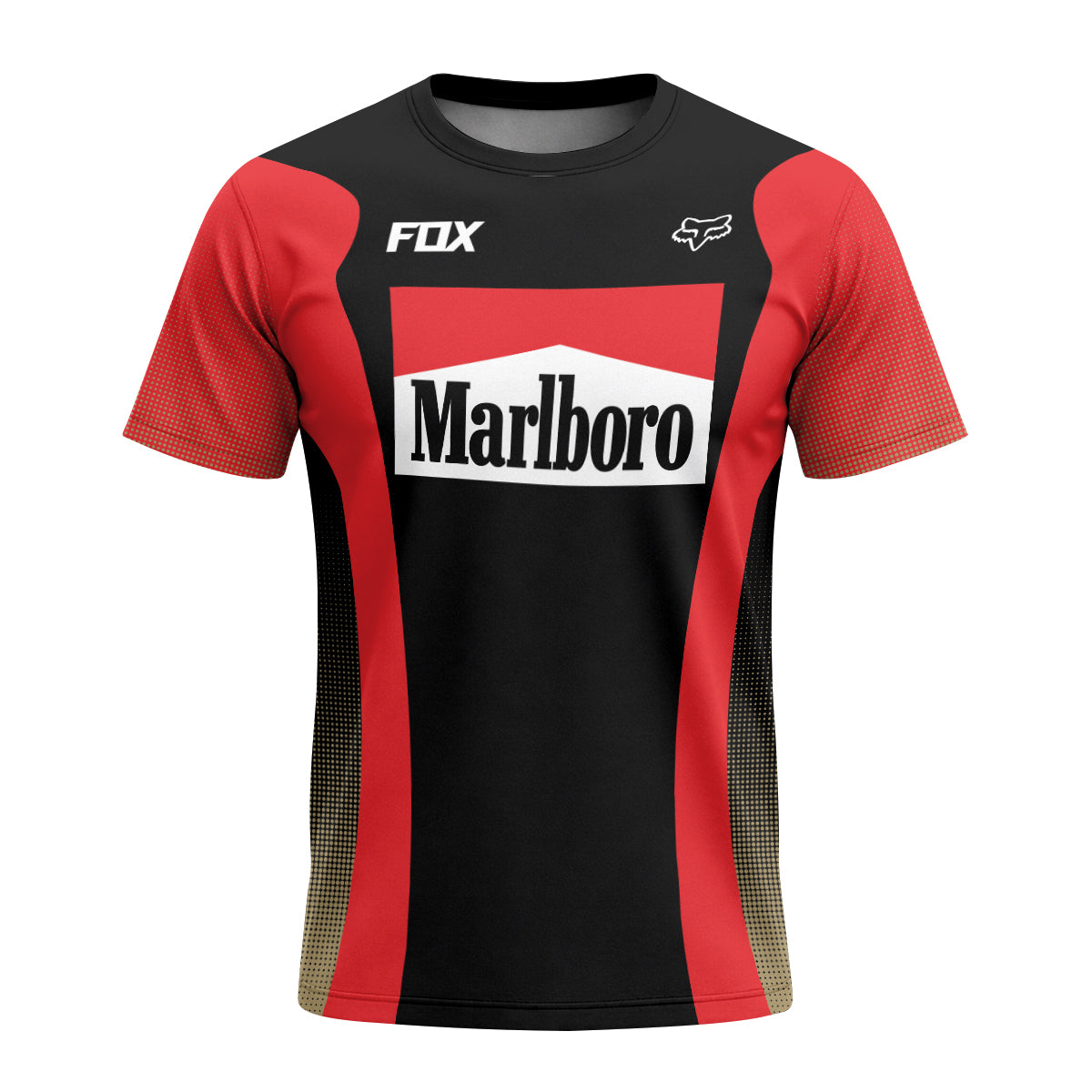 Fox Factory Marlboro Short Sleeve Mountain Bike Jersey - front view mockup