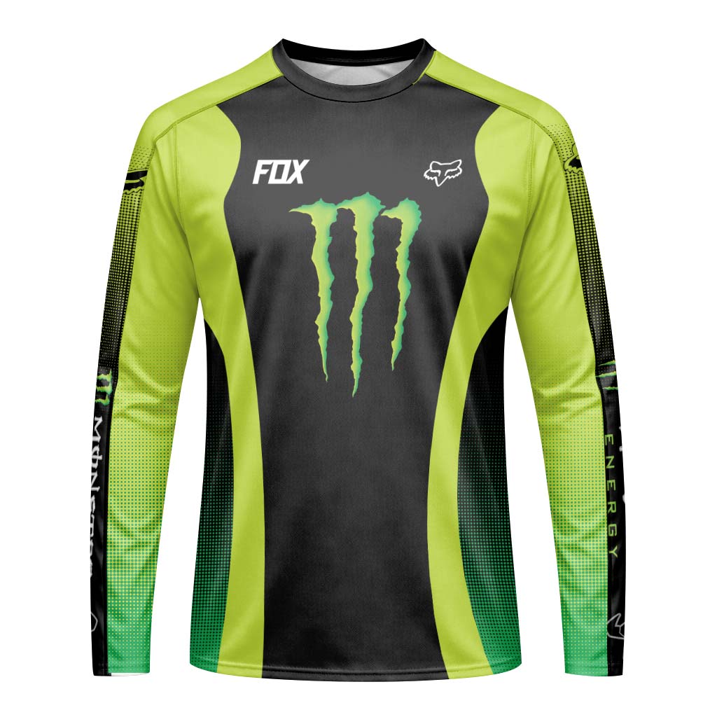 Fox Factory Monster Energy Long Sleeve Mountain Bike Jersey - front view mockup