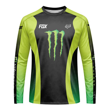 Fox Factory Monster Energy Long Sleeve Mountain Bike Jersey - front view mockup