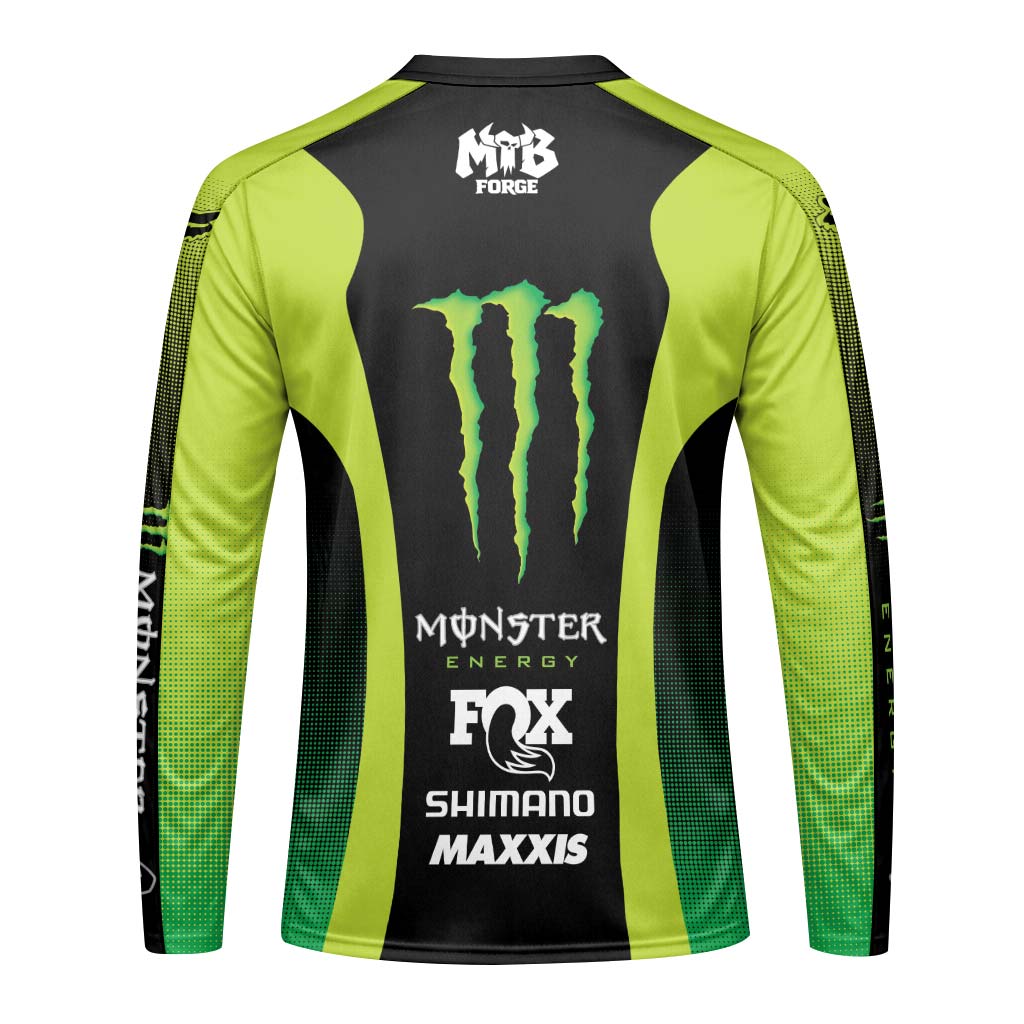 Fox Factory Monster Energy Long Sleeve Mountain Bike Jersey - back view mockup