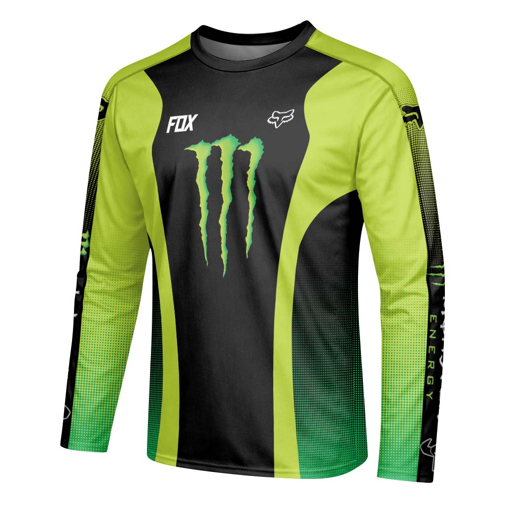 Fox Factory Monster Energy Long Sleeve Mountain Bike Jersey - left side mockup