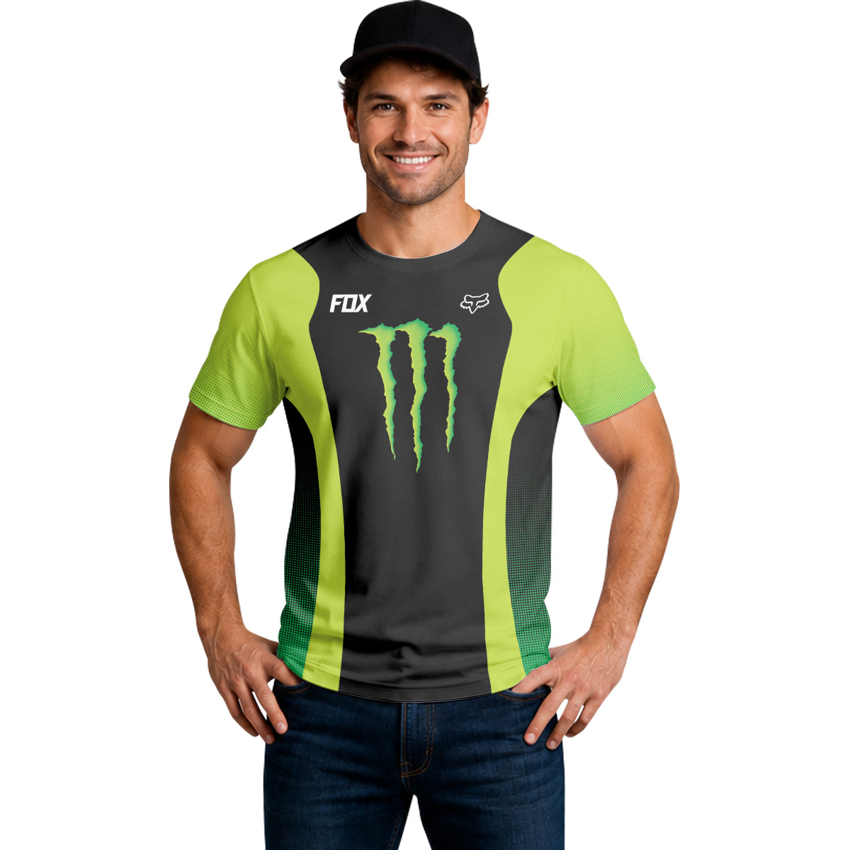 Fox Factory Monster Energy Short Sleeve Mountain Bike Jersey - lifestyle view