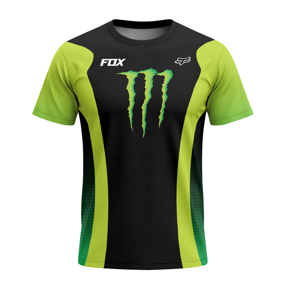 Fox Factory Monster Energy Short Sleeve Mountain Bike Jersey - front view mockup