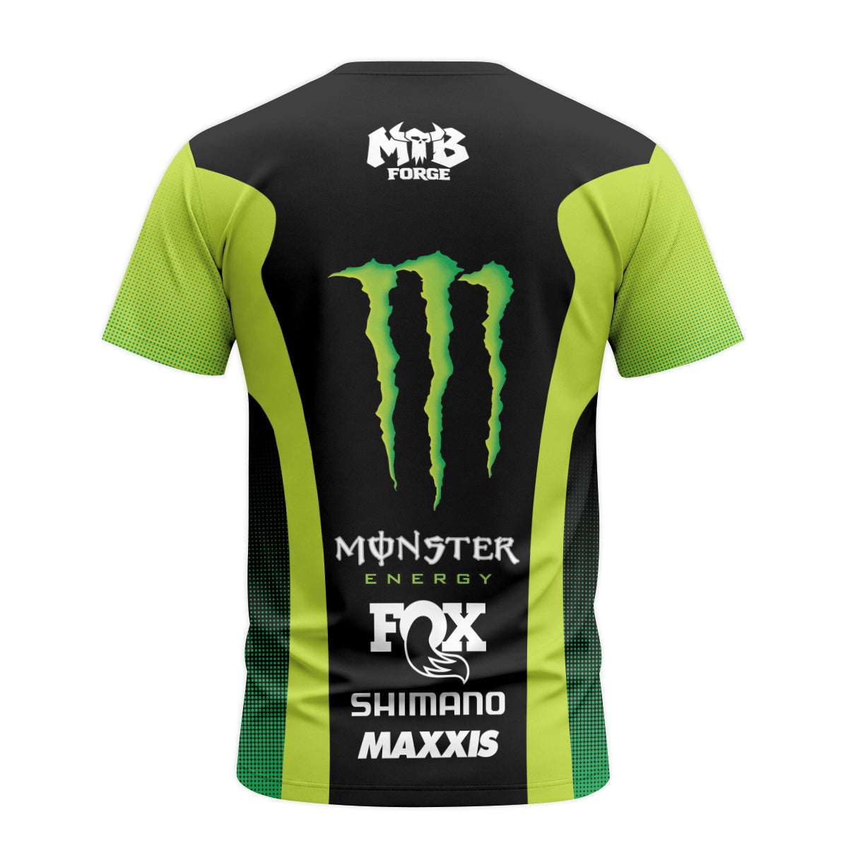 Fox Factory Monster Energy Short Sleeve Mountain Bike Jersey - back view mockup
