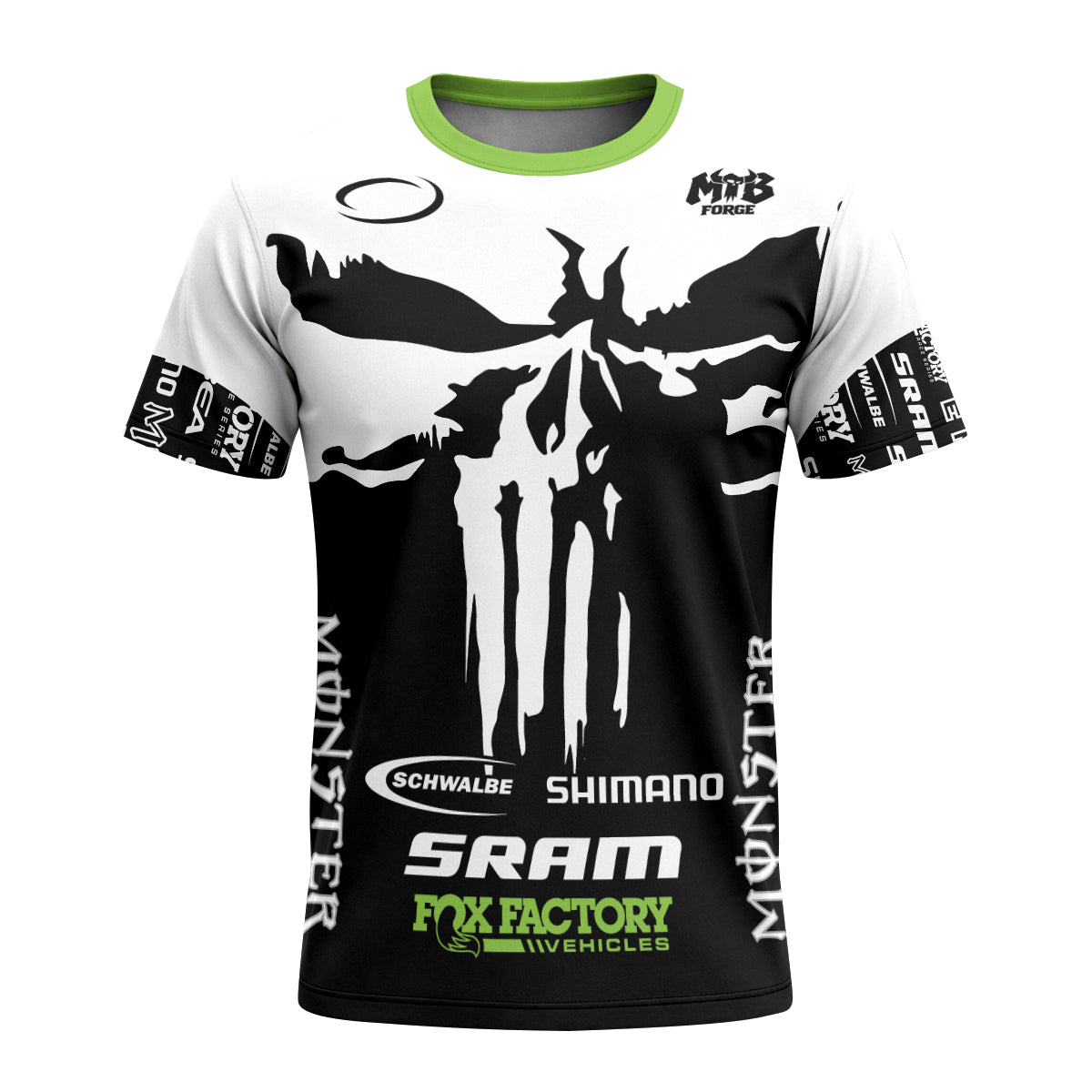 Orbea Fox Factory Monster Energy Skull Short Sleeve Mountain Bike Jersey - front view mockup