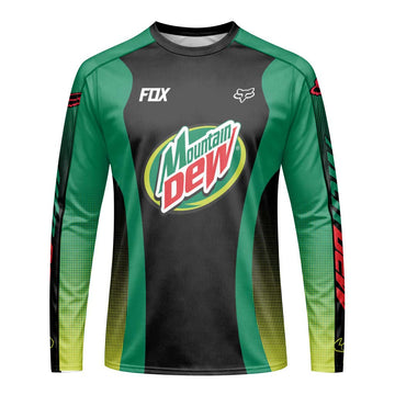 Fox Factory Mountain Dew Long Sleeve Mountain Bike Jersey - front view mockup