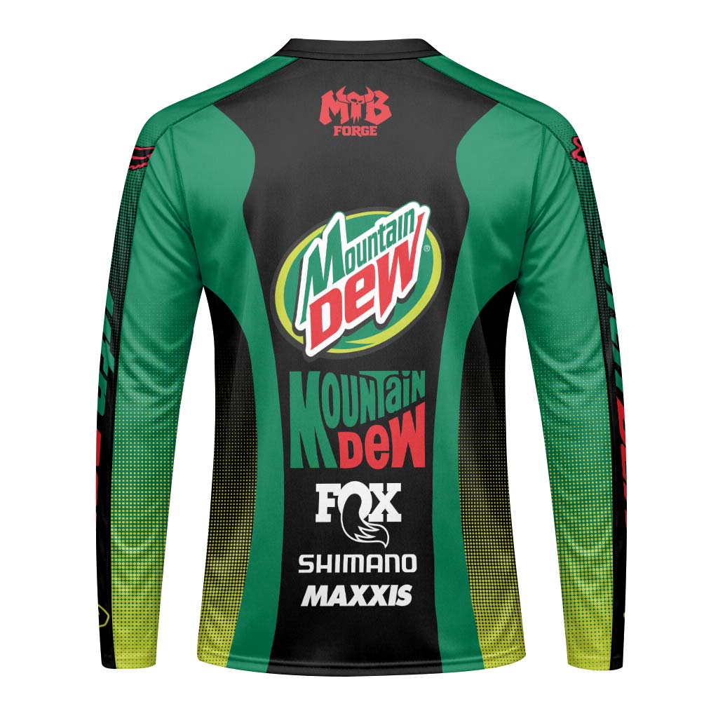 Fox Factory Mountain Dew Long Sleeve Mountain Bike Jersey - front view mockup
