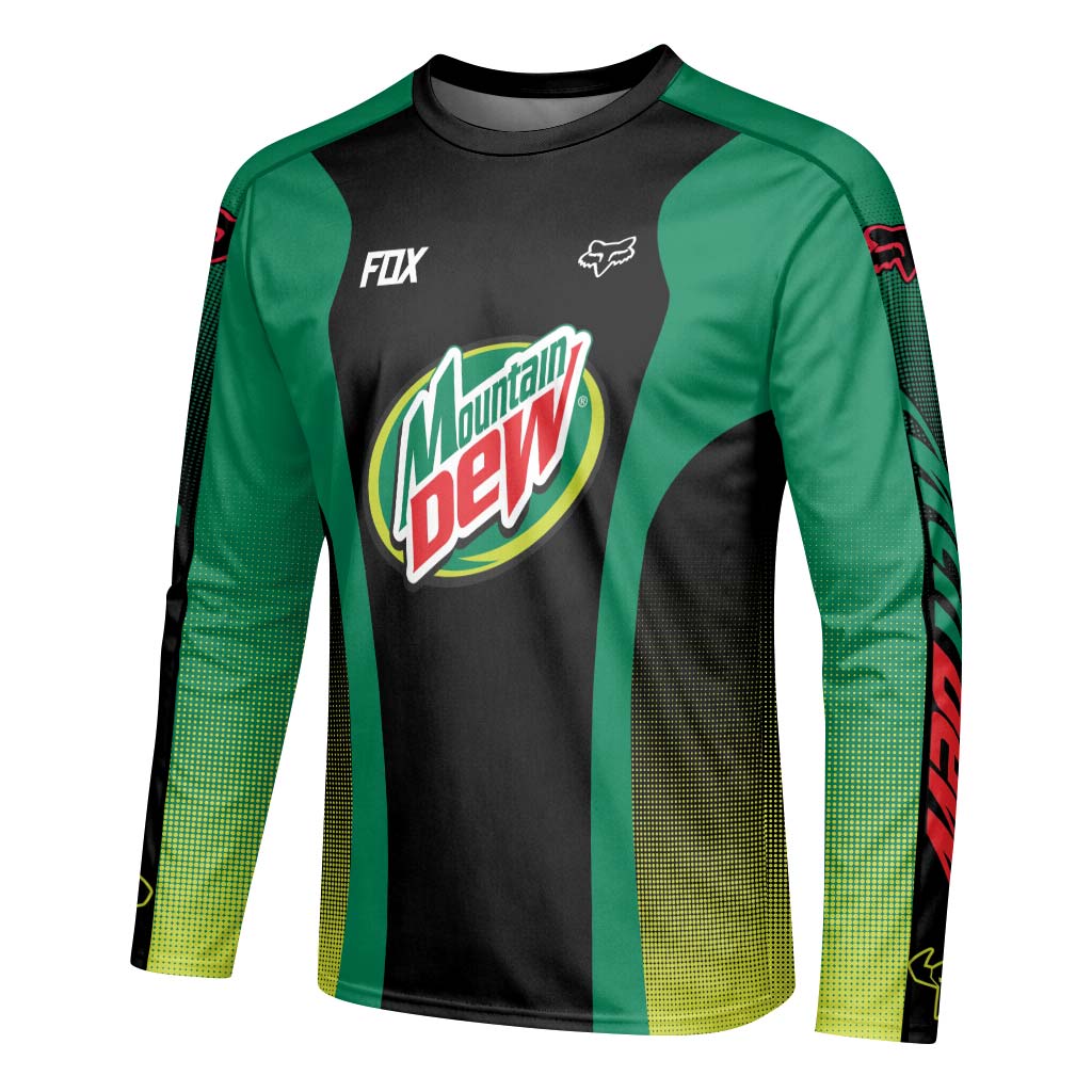 Fox Factory Mountain Dew Long Sleeve Mountain Bike Jersey - left side mockup