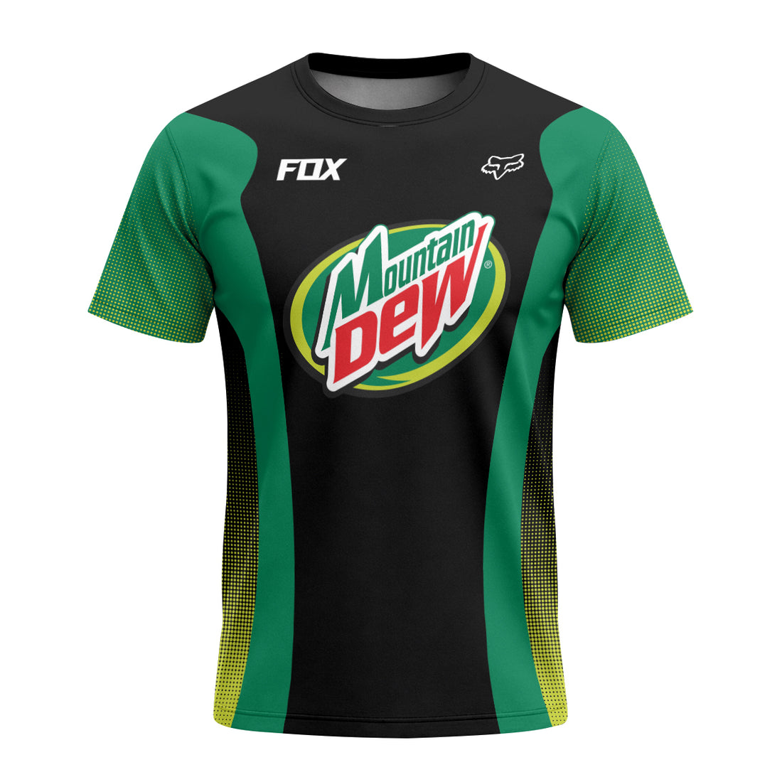 Fox Factory Mountain Dew Short Sleeve Mountain Bike Jersey - front and back view