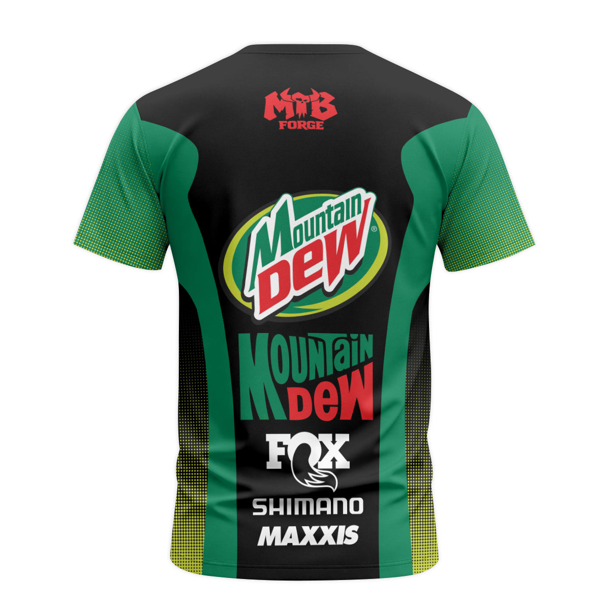 Fox Factory Mountain Dew Short Sleeve Mountain Bike Jersey - back view mockup