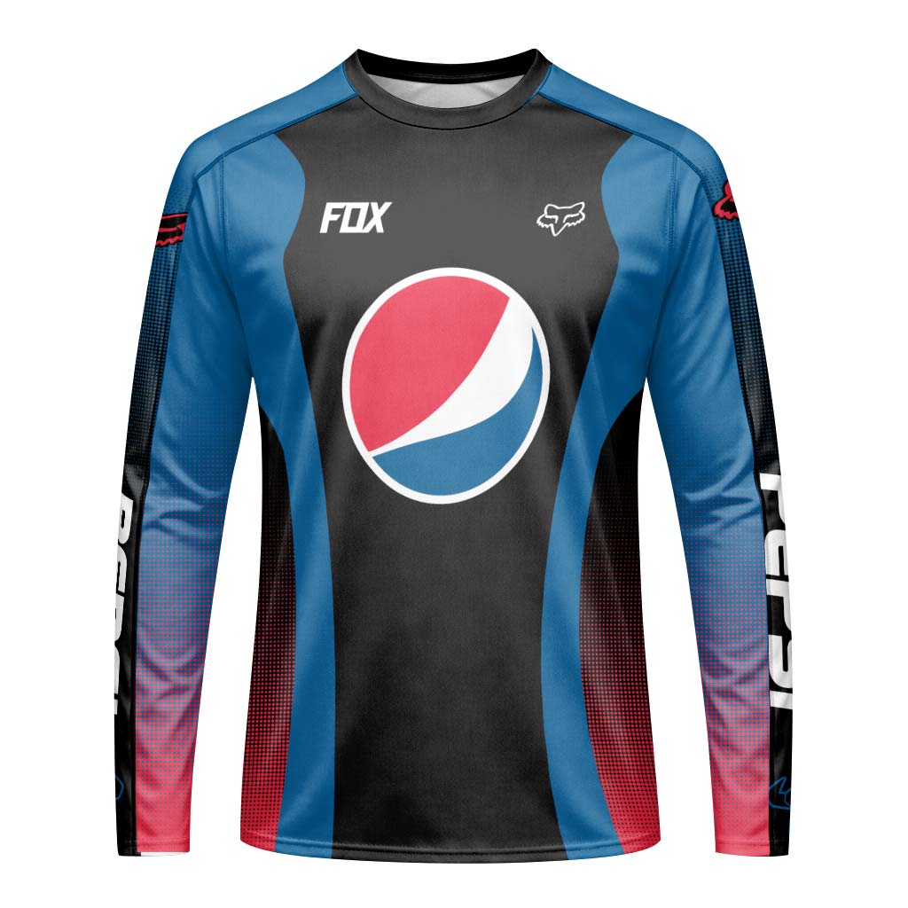 Fox Factory Pepsi Long Sleeve Mountain Bike Jersey - front view mockup