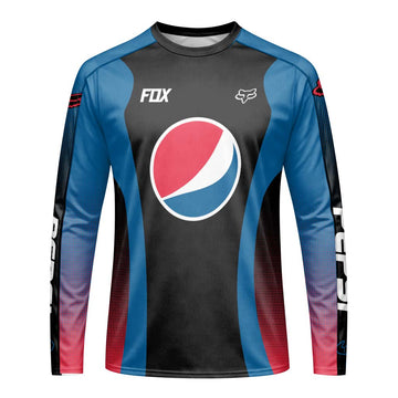 Fox Factory Pepsi Long Sleeve Mountain Bike Jersey - front view mockup