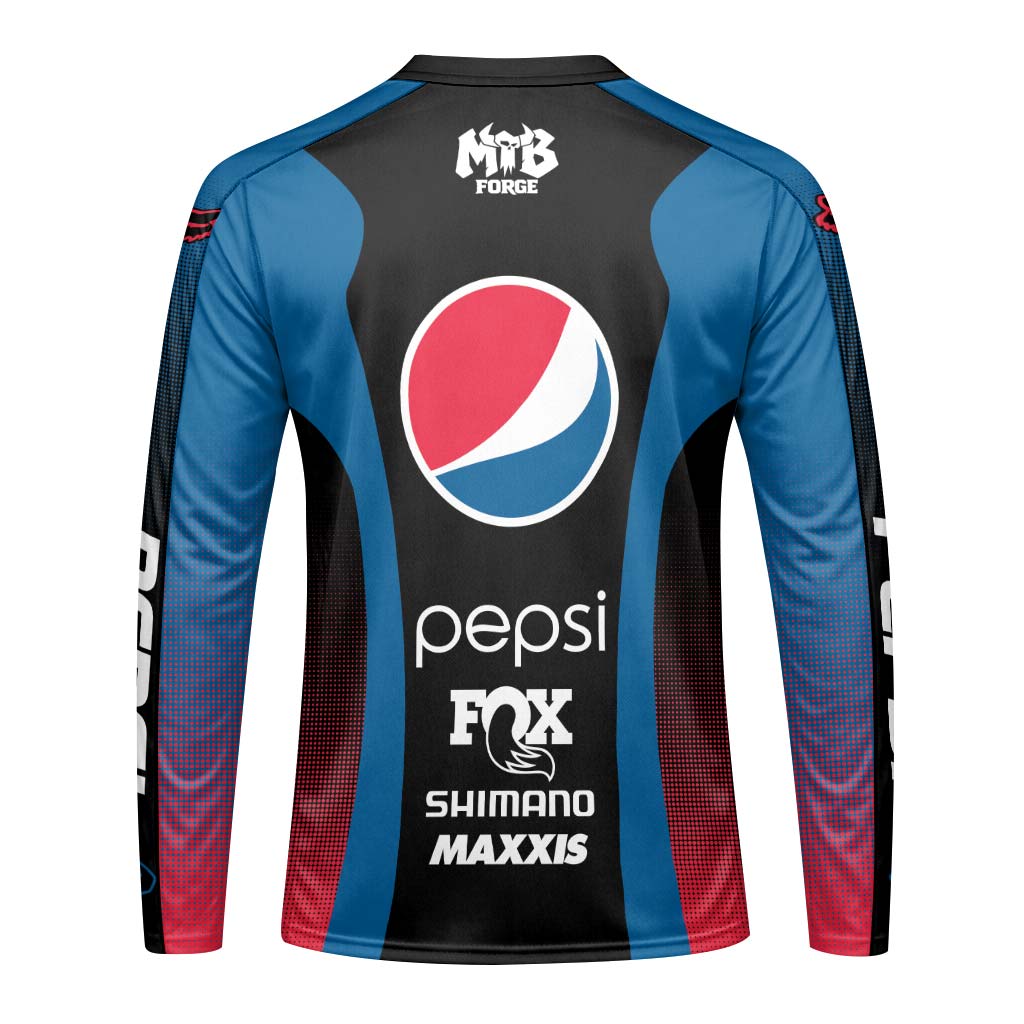 Fox Factory Pepsi Long Sleeve Mountain Bike Jersey - front view mockup
