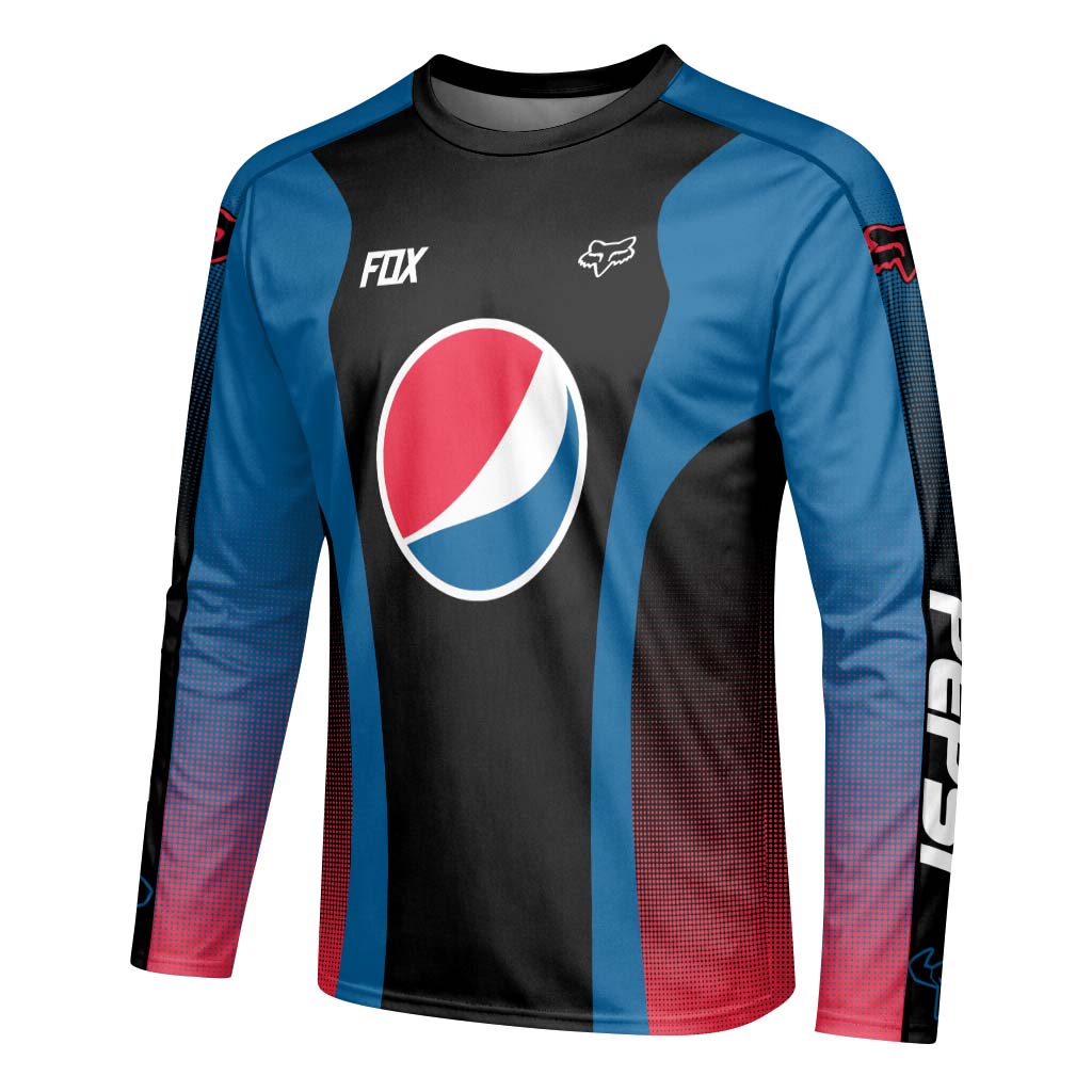 Fox Factory Pepsi Long Sleeve Mountain Bike Jersey - left side mockup
