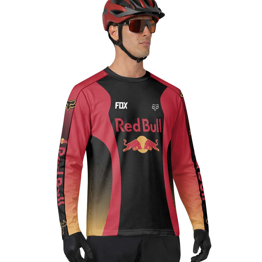 Fox Factory Red Bull Long Sleeve Mountain Bike Jersey - lifestyle view