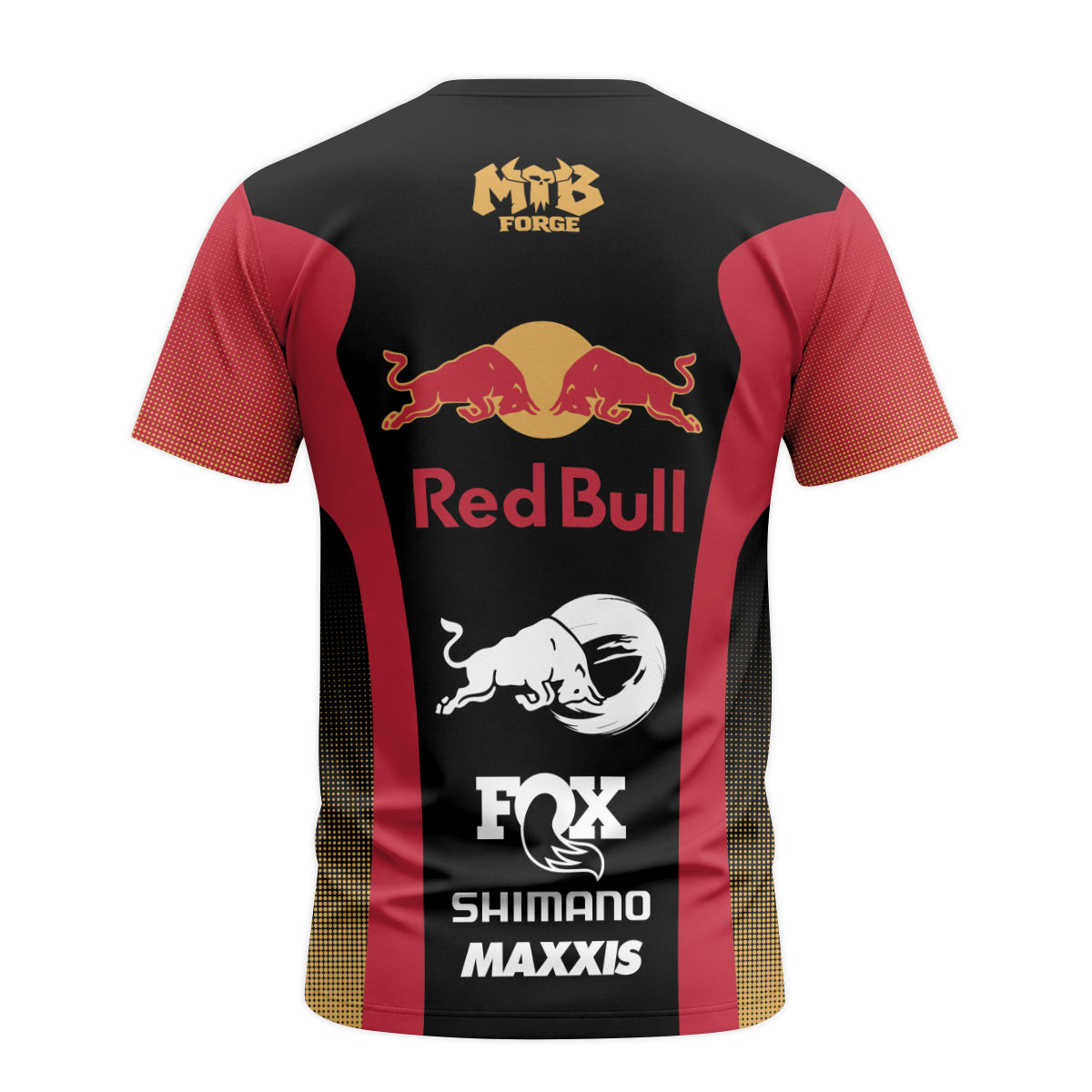 Fox Factory Red Bull Short Sleeve Mountain Bike Jersey - back view mockup