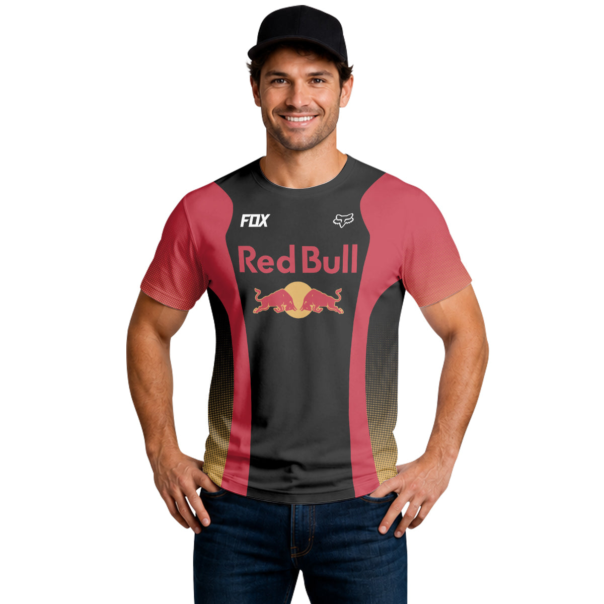 Fox Factory Red Bull Short Sleeve Mountain Bike Jersey - lifestyle view