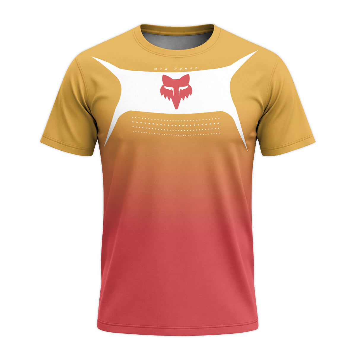 Fox Mustard Red Gradient Short Sleeve Mountain Bike Jersey - front view mockup
