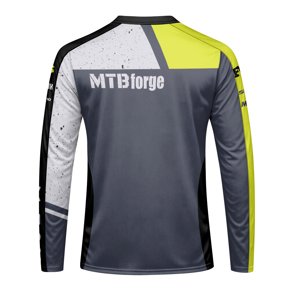 Fox Neon Yellow Gray Long Sleeve Mountain Bike Jersey - front view mockup