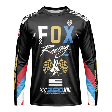 Fox Racing 360 Black Gold Long Sleeve Motocross Jersey - front view mockup