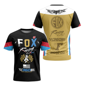 Fox Racing 360 Black Gold Short Sleeve Motocross Jersey - front and back view