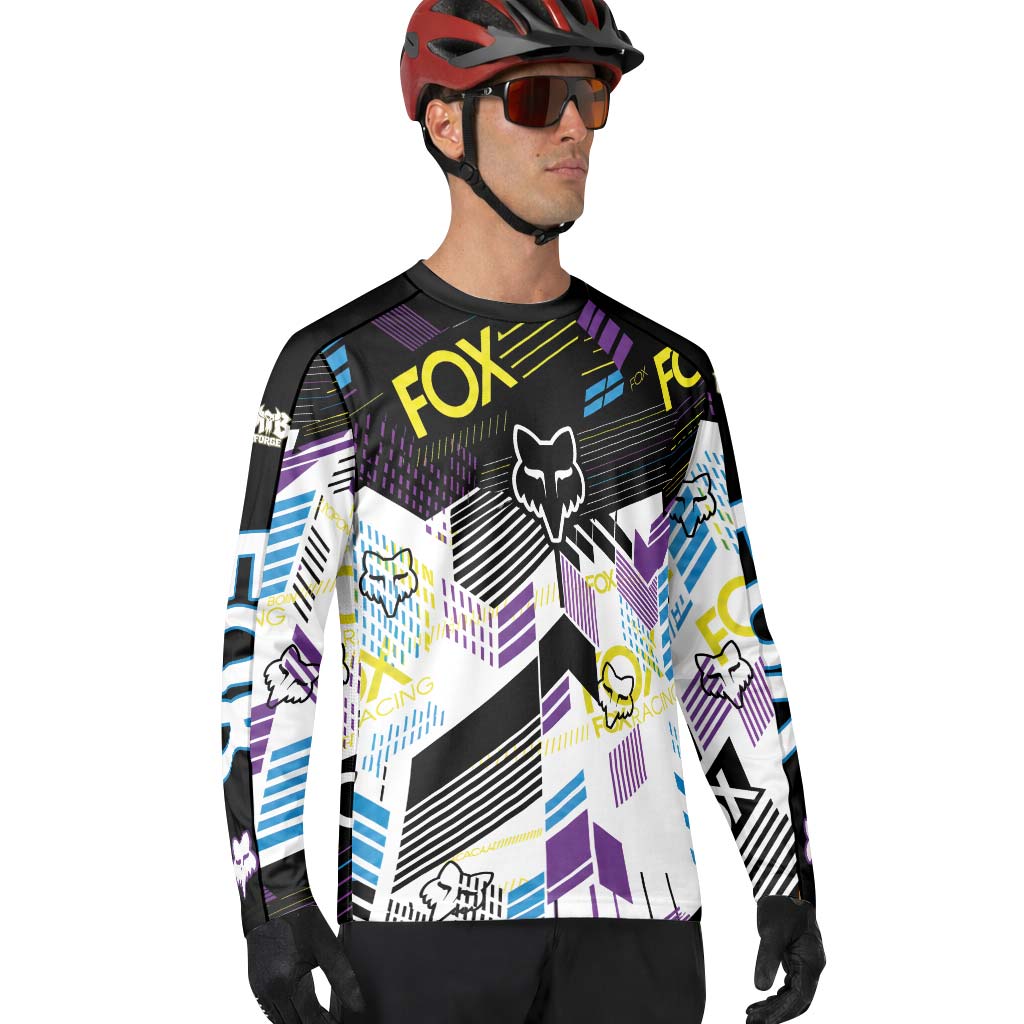 Fox Racing Abstract Neon Multicolor Long Sleeve Mountain Bike Jersey - lifestyle view