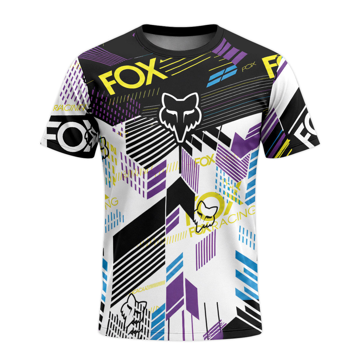 Fox Racing Abstract Neon Multicolor Short Sleeve Mountain Bike Jersey - front view mockup