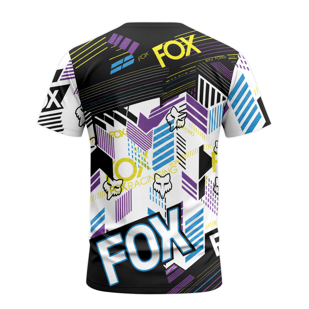 Fox Racing Abstract Neon Multicolor Short Sleeve Mountain Bike Jersey - back view mockup