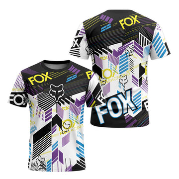 Fox Racing Abstract Neon Multicolor Short Sleeve Mountain Bike Jersey - front and back view