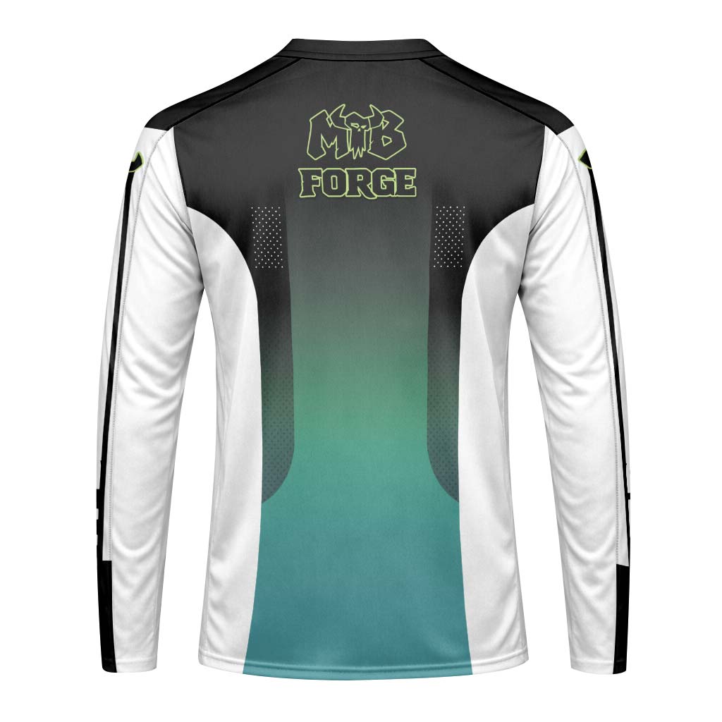 MTB Racing Black Teal Gradient Long Sleeve Mountain Bike Jersey