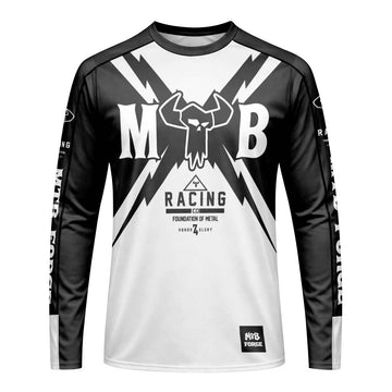 MTB Racing Black White Long Sleeve Mountain Bike Jersey