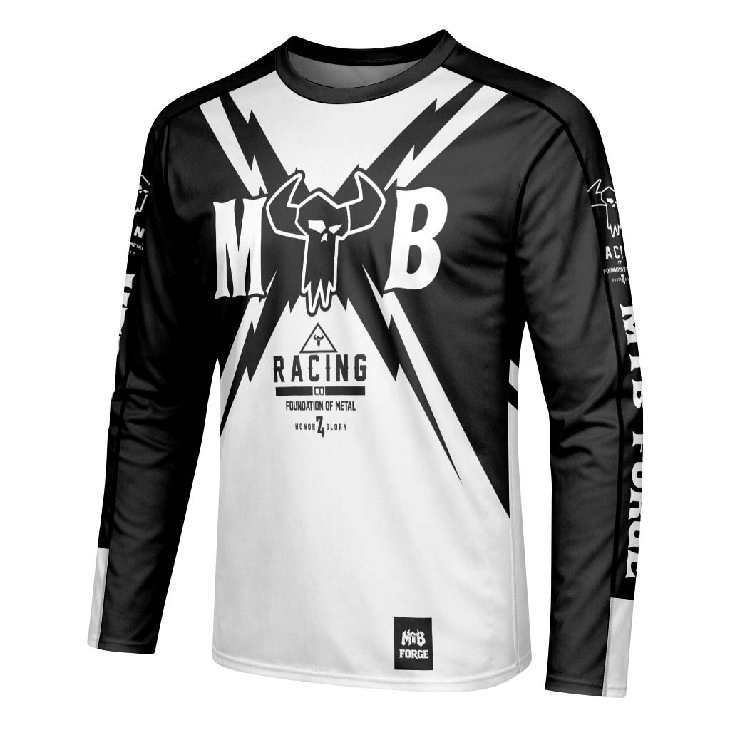 MTB Racing Black White Long Sleeve Mountain Bike Jersey