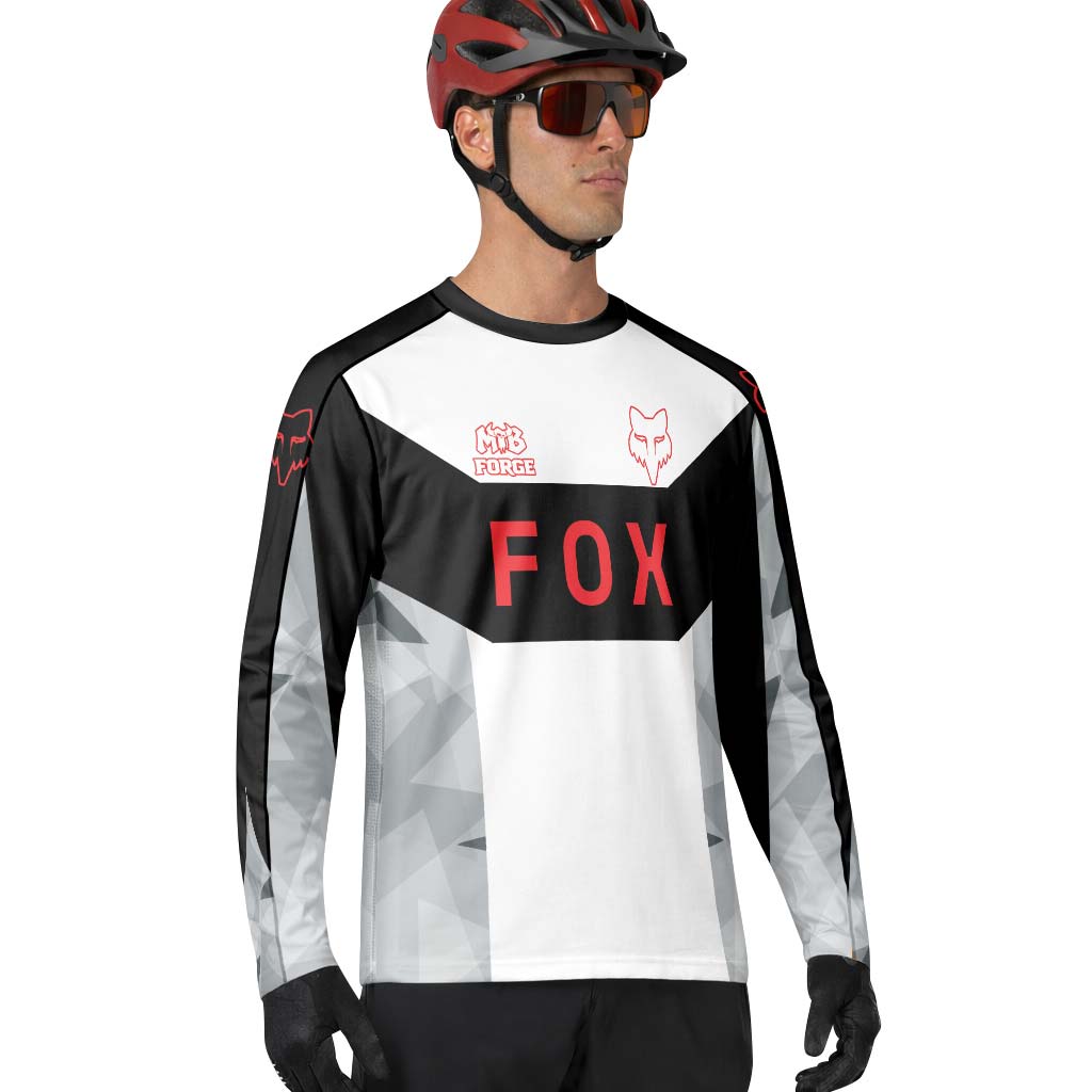 Fox Racing Black White Red Short Sleeve Mountain Bike Jersey - lifestyle view