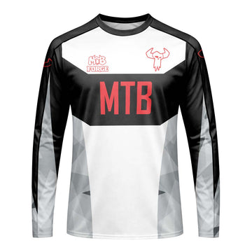 MTB Racing Black White Red Long Sleeve Mountain Bike Jersey