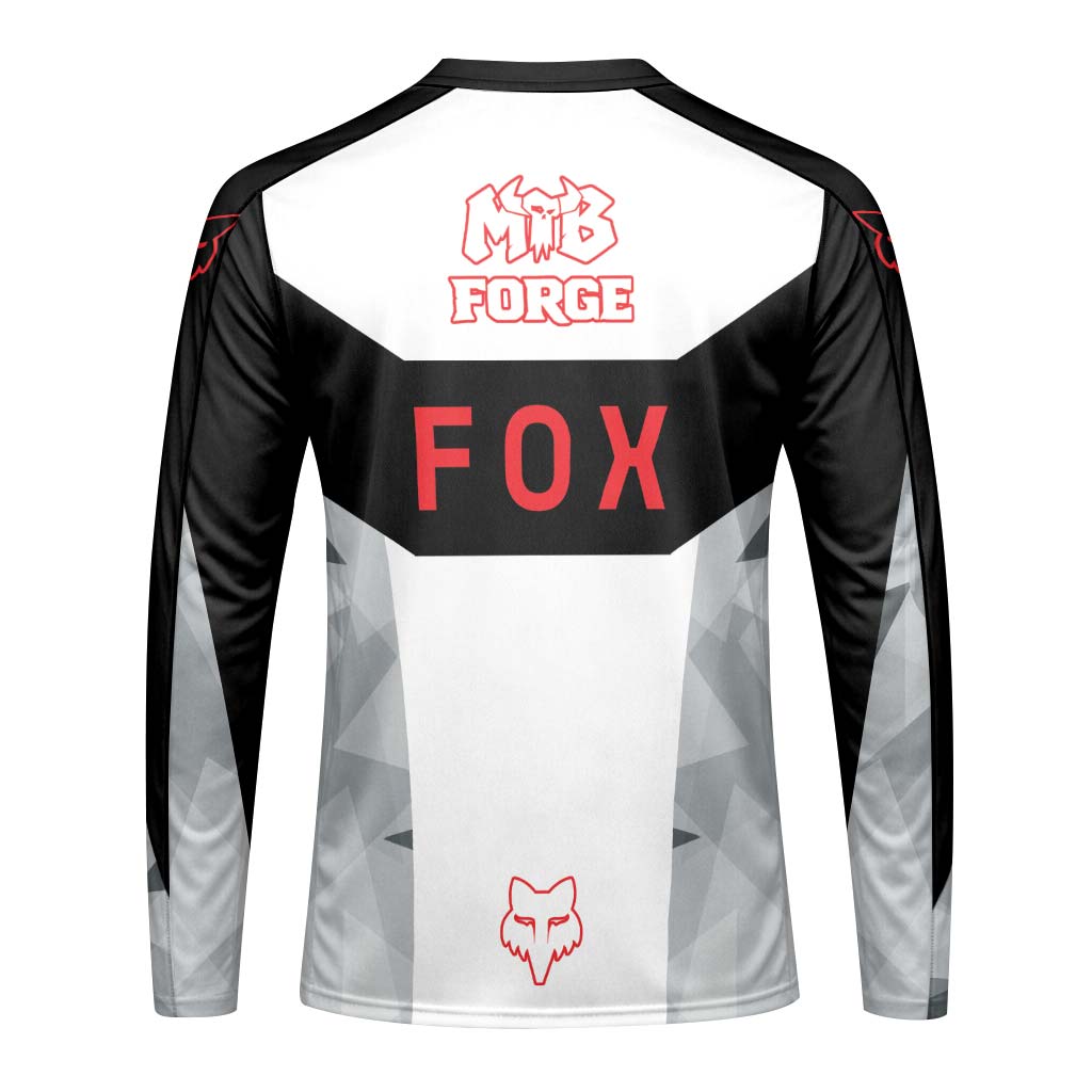 Fox Racing Black White Red Short Sleeve Mountain Bike Jersey - back view mockup