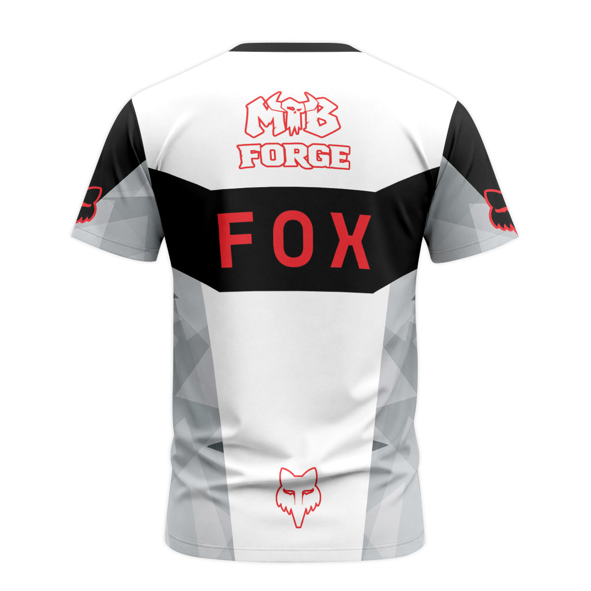 Fox Racing Black White Red Short Sleeve Mountain Bike Jersey - back view mockup