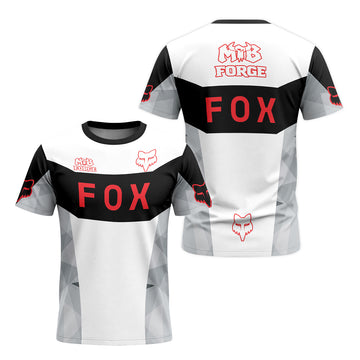 Fox Racing Black White Red Short Sleeve Mountain Bike Jersey - front and back view
