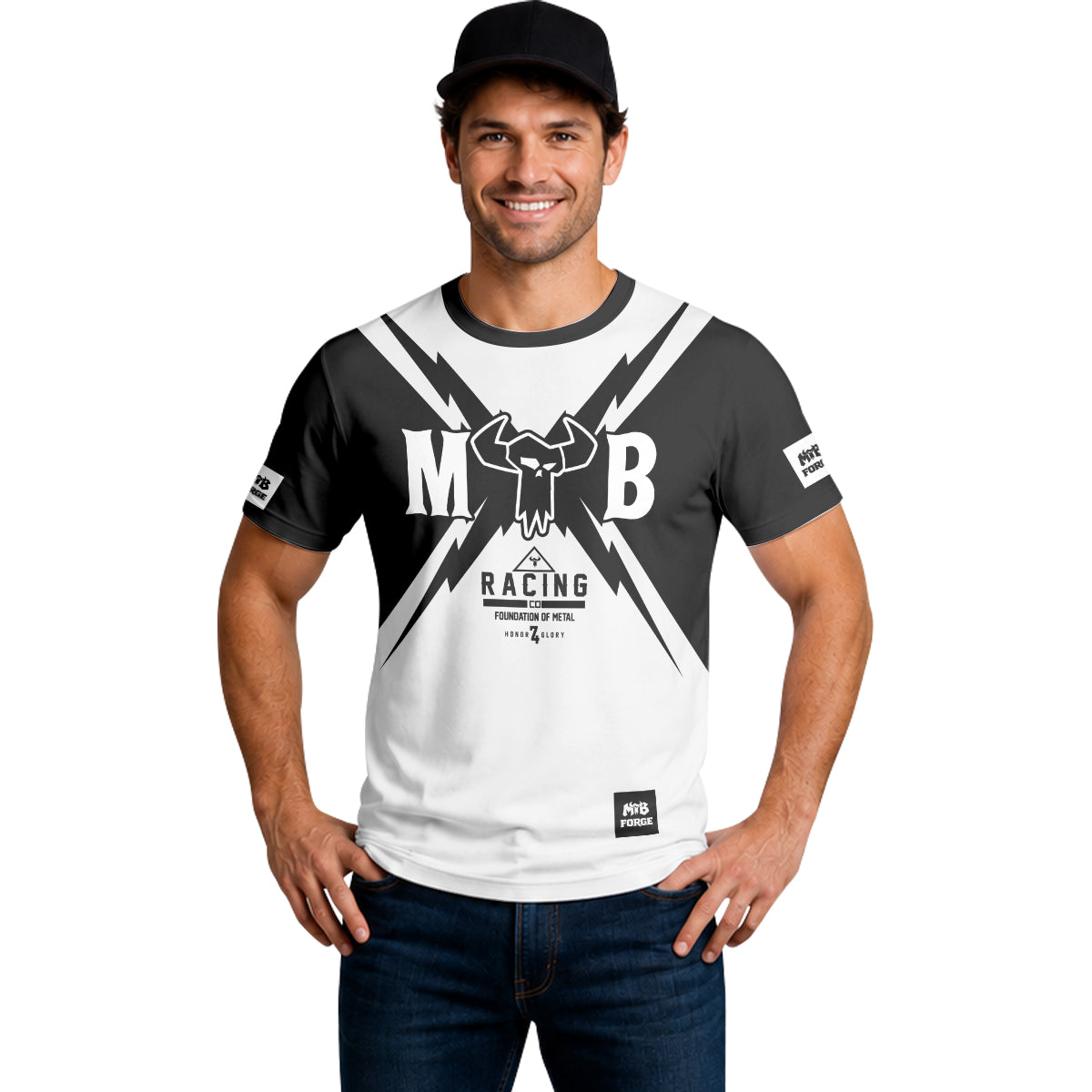 MTB Racing Black White Short Sleeve Mountain Bike Jersey