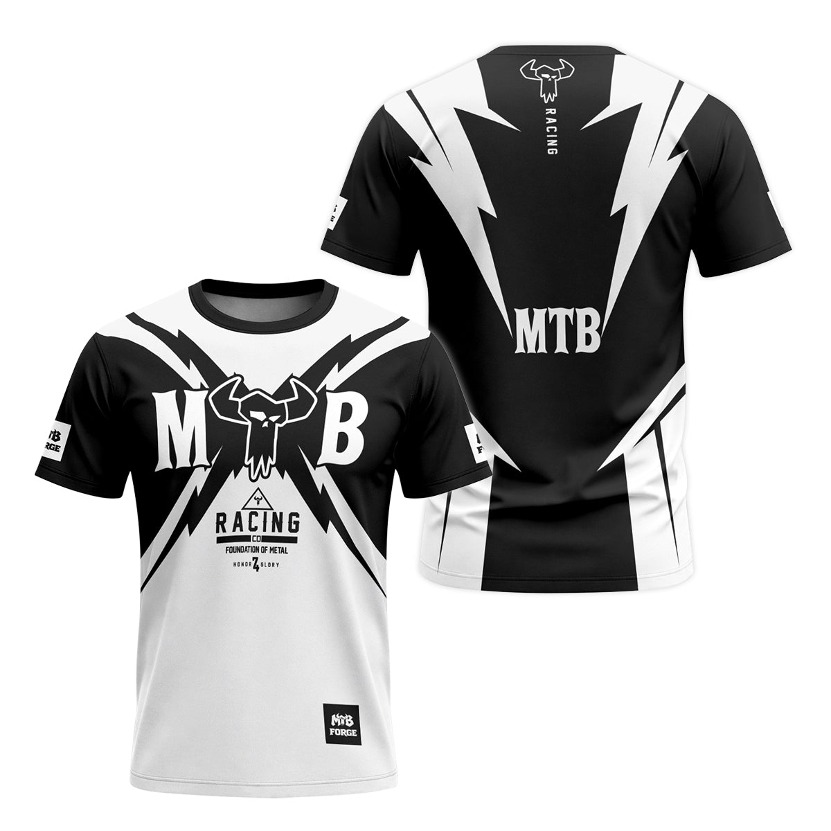 MTB Racing Black White Short Sleeve Mountain Bike Jersey