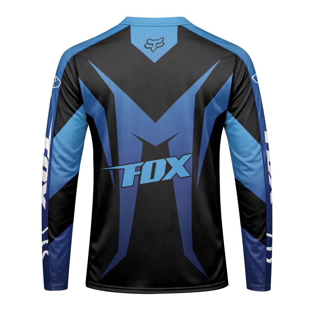 Fox Racing Blue Black Long Sleeve Mountain Bike Jersey