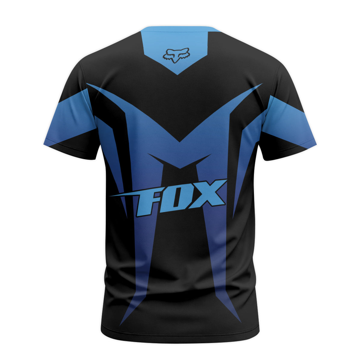 Fox Racing Blue Black Short Sleeve Mountain Bike Jersey - back view mockup