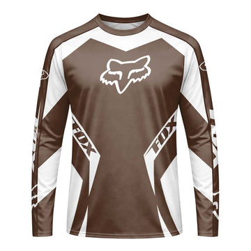 Fox Racing Brown White Long Sleeve Mountain Bike Jersey - front view mockup