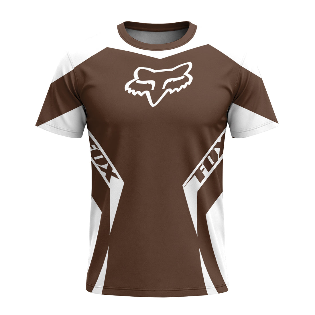 Fox Racing Brown White Short Sleeve Mountain Bike Jersey - front and back view