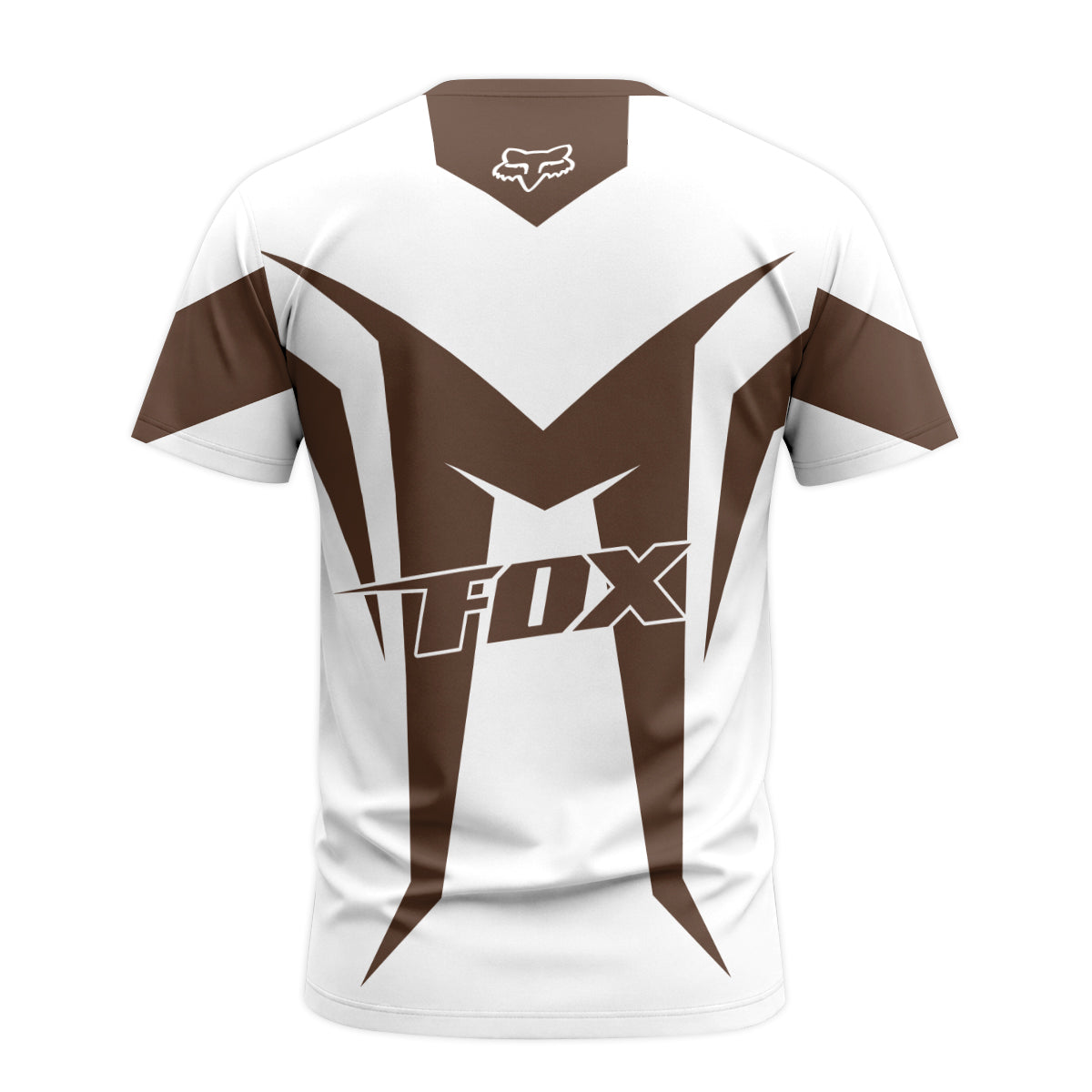 Fox Racing Brown White Short Sleeve Mountain Bike Jersey - back view mockup