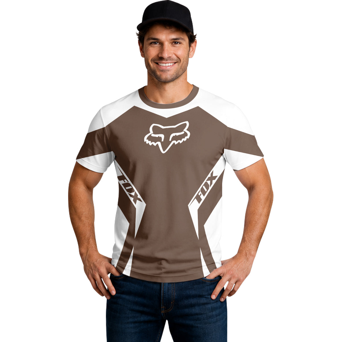 Fox Racing Brown White Short Sleeve Mountain Bike Jersey - lifestyle view